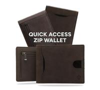 AKIELO RFID Blocking Bifold Card Wallet with Zip Coin Pocket and Gift Box - Stylish Mens Wallet - Credit Card Holder Wallets for Men (Delta - Dark Mocha Zip Edition)