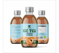 AKIFYEV BIO Ice Tea Peach 12 x 330 ml | Premium Organic Ice Tea in Glass Bottles | Cold Brew + Nitrogen Flush | Natural, Vegan & Allergen-Free Refreshment