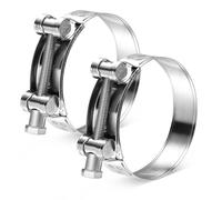 AKIHISA T-Bolt Hose Clamp,122-130mm OD Range 304 Stainless Steel Pipe Strap Clamp, Adjustable Heavy Duty Tube Clamp (2Pack, 4.80" to 5.12")
