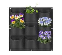 AkiiGer Wall Planting Bags, 9 Pockets Hanging Planting Grow Bags, Gardening Vertical Greening Flower Container, Living Wall Grow Bags for Home Office Balcony Wall Decor, Black
