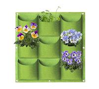 AkiiGer Wall Planting Bags, 9 Pockets Hanging Planting Grow Bag, Living Wall Planter, Vertical Planter, Wall Grow Bags for Home Office Balcony Wall Decor, Green