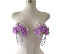 Akiko.CC 3D Three-Dimensional Flower Rhinestone Applique Sewing Shining Beads Stones Trim Crystal Fringe Patches for Dress Bridal DIY Crafts 2pcs/Set 5.5X6.8inches (Light Purple)