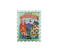 AKIKOPATCH Barcelona Sagrada Familia Iron On Patches, Europe Traveling Size 3" Patches for Clothes Backpacks Hats Jeans Bags, Spain Vintage Stamp Embroidered Patches, Travelers Fabric Patches DIY Gift