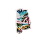 AKIKOPATCH Nature State Map Embroidery Iron On Patches, Size 3" Sew Patches for Clothes Backpack Bag, Aesthetic US States Embroidered Patches, Fabric Patches DIY Traveling Gifts (Alabama)