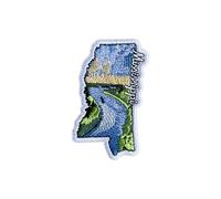 AKIKOPATCH Nature State Map Embroidery Iron On Patches, Size 3" Sew Patches for Clothes Backpack Bag, Aesthetic US States Embroidered Patches, Fabric Patches DIY Traveling Gifts (Mississippi)