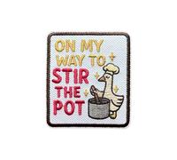 AKIKOPATCH On My Way to Stir The Pot Iron On Patches, Silly Goose Size 3" Patches for Clothes Backpacks Hats Jeans Bags, Funny Animal Embroidered Patches, Iron On Fabric Patches DIY Gift for Boy Girl