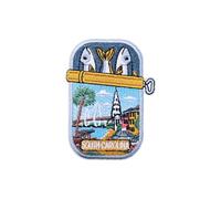 AKIKOPATCH South Carolina Sardine Can State Patch Size 3" Tinned Fish Lover | Iron On/Sew On Embroidery Fabric Patch for Clothes Backpacks Hats Jeans Bag, Travel Coastal Seafood Aesthetic DIY Accessories