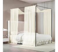 Akiky Ivory Canopy Bed Curtains Princess Bed Canopy Scarf for King Size Metal Bed Frame,Wood Frame Bed-2 Panel Sheer Curtain