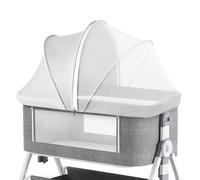 Akiky Portable Bassinet Bedside Sleeper Cover Semi-Sunshade Mosquito Net for Baby Infant Bed Sleeper Cover Mesh Net with Zip-up Window(Gray)