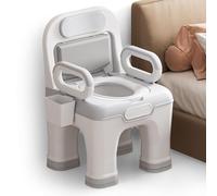 AKIMRABY Bedside Commode, Upgraded Safety Commode Toilet for Elderly Disabled, Potty Chair for Adult with Enlarged Arms, Height Adjustable, 900lbs Heavy Duty Bedside Commodes for Seniors