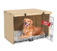 Akinerri Dog Crate Cover - Double Door Waterproof Pet Kennel Cover, Durable 600D Polyester Protective Cage Cover for 24/30/36/42/48 Inch Dog Crate - Beige