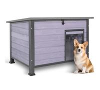 Akinerri Wooden Classic Indoor & Outdoor Universal Raised Cat House, Animal Shelter with Asphalt Openable Roof and Metal Bite Proof frame (Gray) 85cm (L) * 60cm (W) * 58.5cm (H)