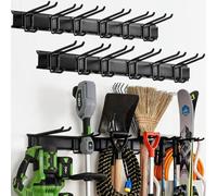 Aking Ace Wall Mount Tool Storage Rack, Heavy Duty Garage Storage Tool Organizer, Garden Tool Wall Hooks and Hangers, Hold Up to 350lbs Black 2Pack