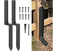 AKINGKONG Fence Post Repair Kit - One-Piece Steel Anchor & Stakes for Broken/Leaning 4x4/6x6 Wood Posts (Thickened 11-Gauge, 2-Pack)