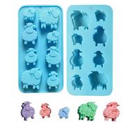 Akingshop Sheep Silicone Molds - 8 Cavity Cartoon Sheep Chocolate Mold, Non-Stick Ice Cube Mold, Sheep Shape Craft Molds, DIY Handmade Soap Molds（2Pcs）