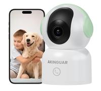 AKINGUAR 2K 3MP Indoor Camera Wireless, 360°Pan/Tilt Home Camera, 2-Way Talk, One-Touch Calling, Night Vision, Smart Motion Tracking, Works with Alexa, Green