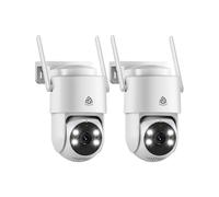 AKINGUAR 2K Security Camera Outdoor, CCTV Camera with Auto Tracking & 2.4G/5G Dual Band, 360° Pan Tilt WiFi Camera with 24/7 Recording, PIR Human Detection, Sound and Light Alarm, 2-Way Audio(2 Pack)