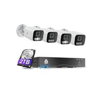Akinguar 4K CCTV Security Camera System, 8CH NVR with 2TB HDD + 4X 8MP PoE IP Cameras Outdoor with Person/Vehicle Detection for 24/7 Recording, Full Color Night Vision, Spotlight Siren, No Monthly Fee