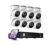 Akinguar 4K PoE Security Camera System, 8CH NVR with 2TB HDD and 8X 8MP Wired PoE IP Cameras with AI Detection, 100ft IR Night Vision, 24/7 Recording, 2-Way Audio, No Monthly Fee
