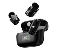 AKINGUAR Mini Microphone for iPhone Android Mobile Phone, Lavalier Microphone Wireless, Lapel Microphone with USB-C, Hi-Fi Audio, AI Voice Modulator, 3-Level Noise Reduction, 30h Battery for Interview