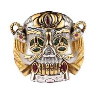 AKINMA Expendables Lucky Ring - 925 Sterling Silver Skull Ring for Men - Gothic Vintage Biker Cocktail Party Jewelry(7#)