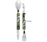 Akinod 6-in-1 Camping Cutlery Set - Multifunctional Stainless Steel Knife, Fork, Spoon with Corkscrew, Can & Bottle Opener, Compact Gadget for Camping Essentials