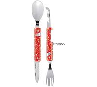 Akinod 6-in-1 Camping Cutlery Set - Multifunctional Stainless Steel Knife, Fork, Spoon with Corkscrew, Can & Bottle Opener, Compact Gadget for Camping Essentials
