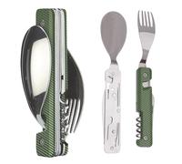 Akinod 6-in-1 Camping Cutlery Set - Multifunctional Stainless Steel Knife, Fork, Spoon with Corkscrew, Can & Bottle Opener, Compact Gadget for Camping Essentials