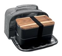 Akinod Bento Box Plus Insulated Lunch Bag Black/mottled Grey