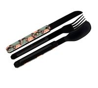 Akinod Travel Cutlery Set - 3-Piece Reusable Stainless Steel Knife Fork Spoon Set with Magnetic Handle & Case, Portable Camping Cutlery, Picnic or Lunch Break, Camping Essentials - Hand Fan