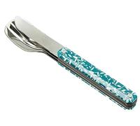 Akinod Travel Cutlery Set - 3-Piece Reusable Stainless Steel Knife Fork Spoon Set with Magnetic Handle & Case, Portable Camping Cutlery, Picnic or Lunch Break, Camping Essentials - Spring Glow