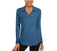 Akiooue Ladies Gym Wear Ladies Golf Tops,Womens Long Sleeve Running Tops Womens Workout Tops Yoga Tops for Women Casual Polo T Shirts Blue Black