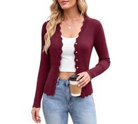 Akiooue Womens Knitted V Neck Button Down Cardigan Ladies Cozy Cardigans | Long Sleeve Bolero Lightweight Cardigans for Women, Fall Outfits, Women Casual Sweaters, Elegant Soft Shrugs