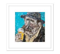 Akira Tanaka Vive La Biere 1981 8X8 Inch Square Wooden Framed Wall Art Print Picture with Mount Artery8 White One Size