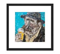 Akira Tanaka Vive La Biere 1981 8X8 Inch Square Wooden Framed Wall Art Print Picture with Mount Artery8 Black One Size