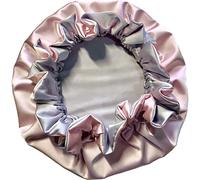 AKISS Baby Infant Newborn Toddler Satin Silk Hair Bonnet for Baby Girl Boy Sleeping Kids Cap Hat, Pink + Silver, L