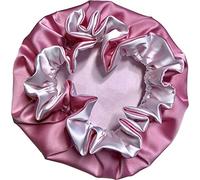 AKISS Baby Infant Newborn Toddler Satin Silk Hair Bonnet for Baby Girl Boy Sleeping Kids Cap Hat, Taffy + White, 12-36 Months