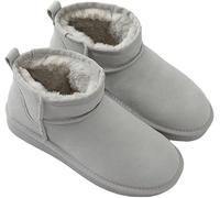 akistars Mini Boots for Women, Classic Mini Ankle Boots with Fur Lined, Warm Fur Lined Winter Boots with Non-Slip Coating, Light Gray, 8 UK