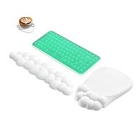 AKIT Bubble Massage White Cloud Wrist Rest Ergonomic Mouse Pad Soft Memory Foam Keyboard Wrist Rest with Cup Pad, Anti Slip Silky Smooth Mousepad Office Desk Accessories Palm Support Non Slip Gel Base