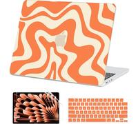 AKIT Compatible with MacBook Air 13 inch Case 2025 2024-2022 M4 M3 M2 A3240 A3113 A2681, Unique Pattern Hard Shell Laptop Case+Screen Protector+Keyboard Cover for MacBook Air 13.6 inch, Orange Wave