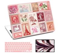 AKIT Compatible with MacBook Air 13 inch Case 2026 2025-2022 M5 M4 M3 M2 A3449 A3240 A3113 A2681, Laptop Hard Shell Cover with Screen Protector + Keyboard Cover for MacBook Air 13.6" - Retro Stamps