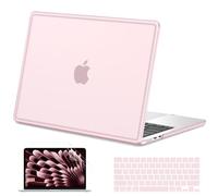 AKIT Compatible with MacBook Air 13 Inch Case M5 2026 M2 M3 M4 2025-2022 | Fits A3449 A3240 A2681 A3113,TPU Cushioned Bumper Frame,Fingerprints Hard Shell with Keyboard Cover,Screen Protector,Pink