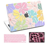 AKIT Compatible with MacBook Air 15 inch Case 2025-2022 M4 M3 M2 A3241 A3114 A2941, Laptop Hard Shell Cover with Screen&Keyboard Protector for MacBook Air 15.3" - Vivid Clear Retro Florals, Pink