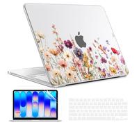AKIT Compatible with MacBook Neo 13 Inch Case 2026 A3404,3-in-1 Hard Shell with Screen Protector & Keyboard Cover, Floral Style Snap-On Cover for MacBook Neo 13 Inch,Pink and Purple Flowers