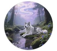 Akita 1000pc Round Puzzle Depicting Pet Dog, Designed to Test Wits, Lovely for Cosy Nooks And Sheltered Spots 1000pcs (67.5x67.5cm)
