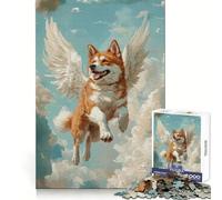 Akita Angel Dog Remembrance Artwork 1000 Pieces Puzzles for Adults Relax Game Tension Relief Fun Challenge Birthday Surprise (50x75cm)