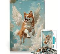 Akita Angel Dog Remembrance Artwork 1000 Pieces Puzzles for Adults Relax Game Tension Relief Fun Challenge Birthday Surprise (50x75cm)