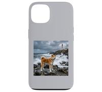 Akita Coastal Cliff Lighthouse Ocean Storm Scene Case for iPhone 13