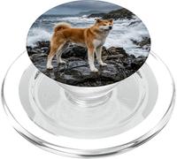 Akita Coastal Cliff Lighthouse Ocean Storm Scene PopSockets PopGrip for MagSafe