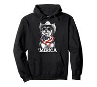 Akita Cowboy Hat Cool Sunglasses American Flag Bandana Pullover Hoodie